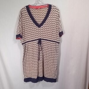 Boden Chevron Multicolored Short Sleeve V-neck Mini Dress Size 18